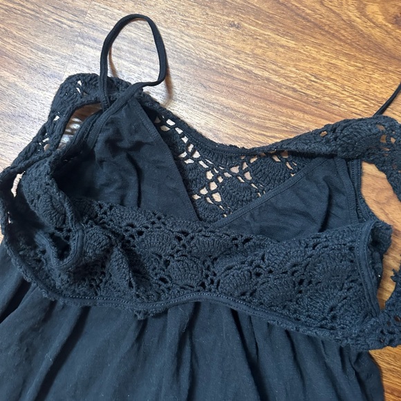 NWT Aerie Elegant Black Maxi Dress with Crochet Detail Small - Picture 8 of 9